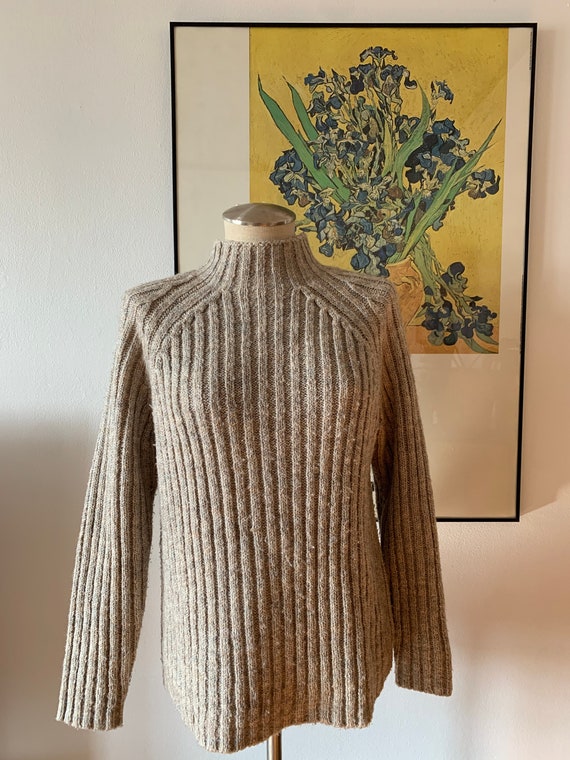 Women Vintage Flower Knitted Turtleneck Sweater