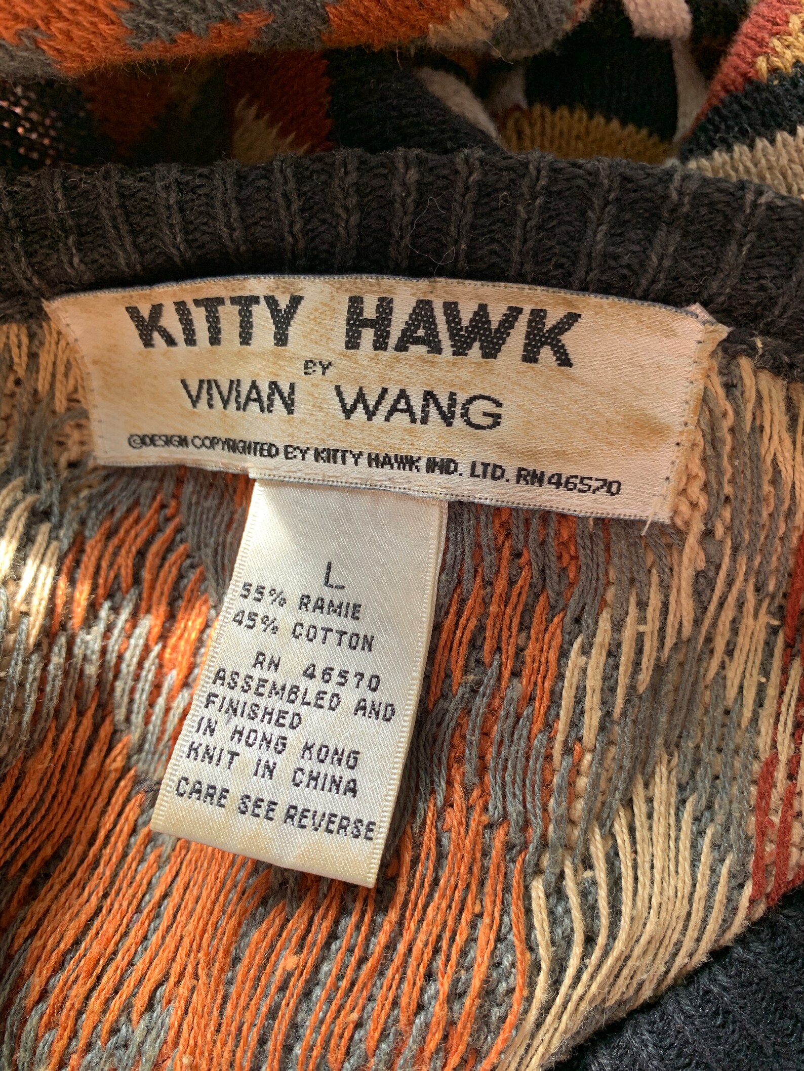 Vintage Kitty Hawk by Vivian Wang Cardigan 90s Abstract Sweater Vintage