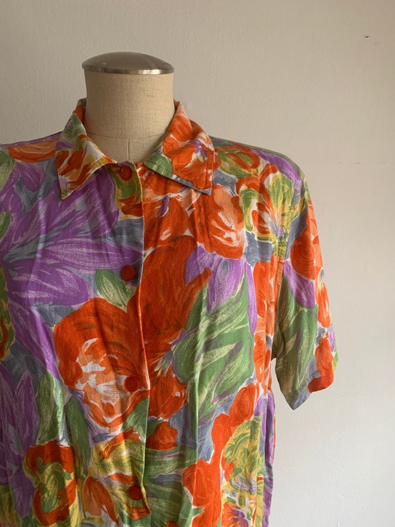 Vintage Watercolor Flower Shirt | Floral Shirt | S