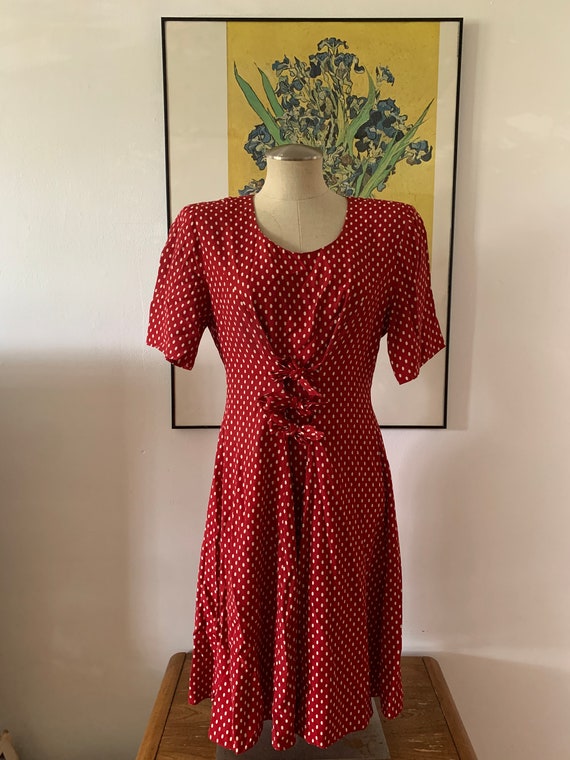 Vintage Red Polka Dot Dress | Short Sleeve Dress … - image 1