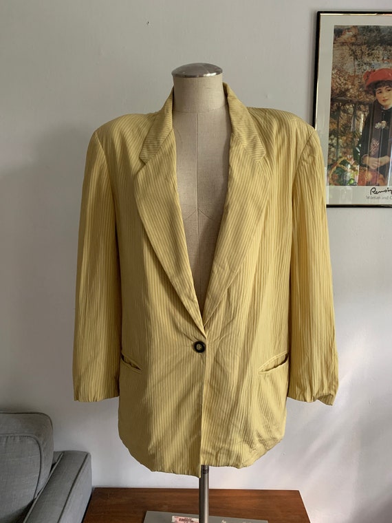 Earl Rutenberg Blazer | Vintage Yellow Striped Bl… - image 1