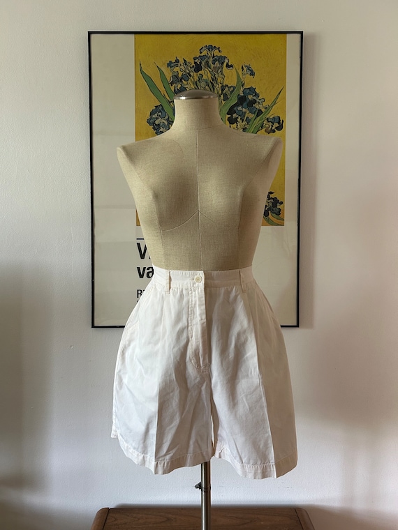 Vintage White Shorts | 90s Shorts | High Waisted Shorts | 100% Cotton Shorts | High Rise Shorts | Cotton Clothing | 90s High Waisted Shorts