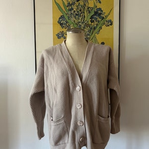 Vintage Lambswool Cardigan | Beige Cardigan | V-Neck Cardigan | Wool Sweater | Wool Clothing | 90s Wool Sweater | Lambswool Clothing | 90s