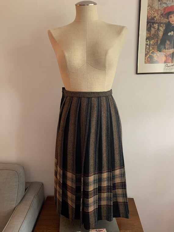 Vintage Pleated Shirt | Vintage Wool Skirt | Plai… - image 1