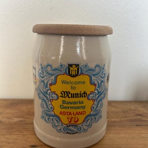 Vintage German Beer Steins | Beer Mug | German Stein with Wood Lid | Oktoberfest Drinking Glass | Beer Stein