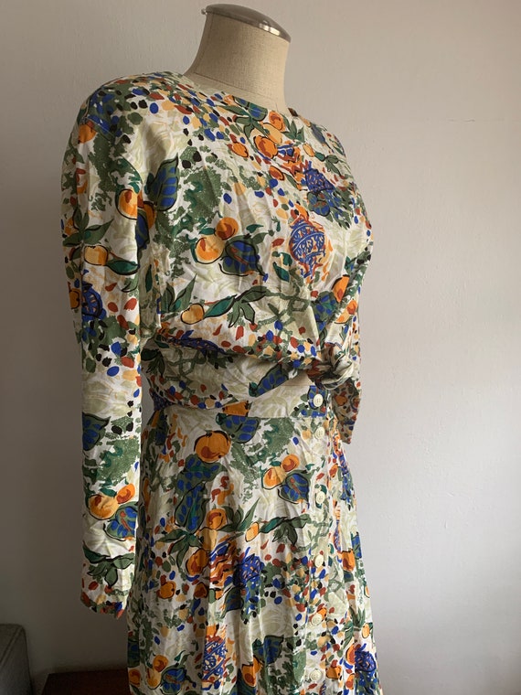 Vintage Skirt & Long Sleeve Set | Fruit and Vase … - image 3