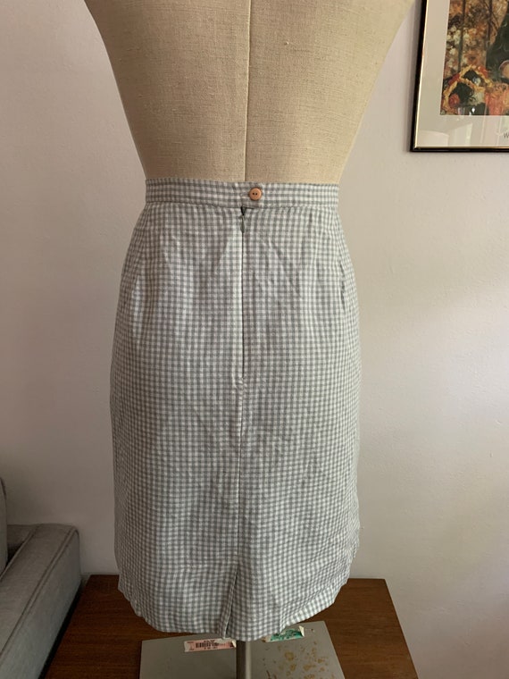 Vintage Gingham Skirt | Light Mint Green and Whit… - image 5