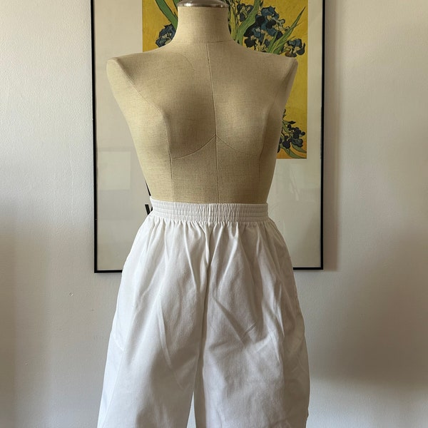 Vintage White Shorts | Elastic Band Shorts| High Waisted Shorts | Bermuda Style Shorts | Cotton Blend Shorts | Unisex Shorts | 90s Shorts
