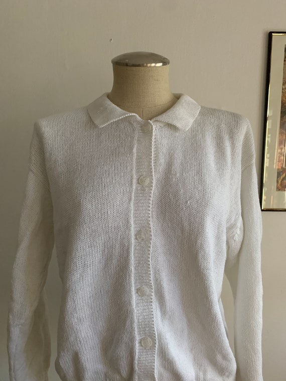 Vintage White Cardigan | Knit Cardigan | White Ca… - image 2