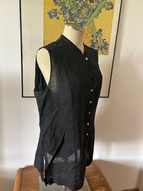 Black Linen Top | Linen Clothing | Vintage Top | … - image 3