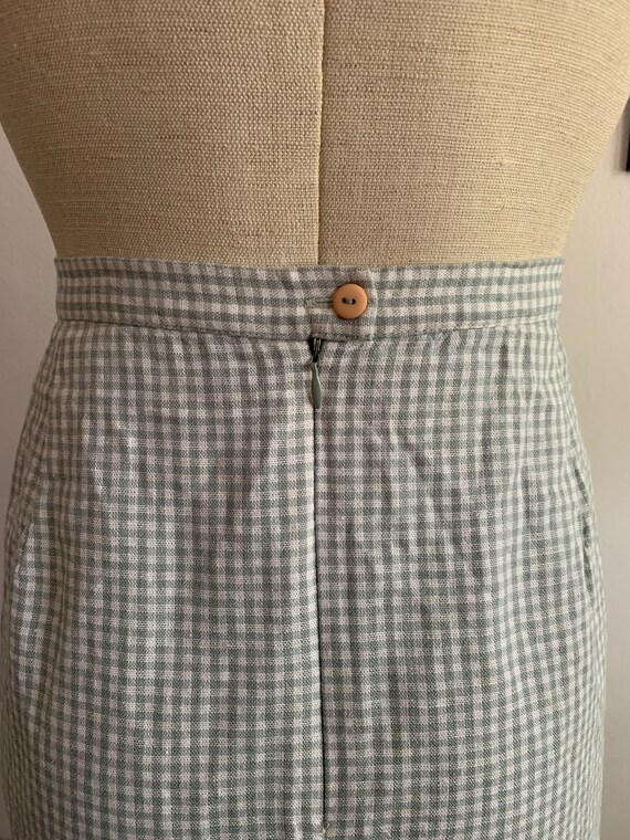 Vintage Gingham Skirt | Light Mint Green and Whit… - image 6