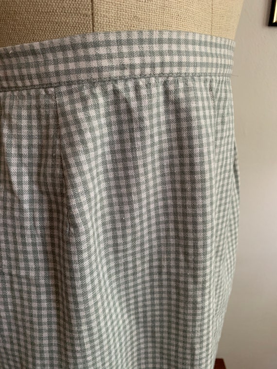 Vintage Gingham Skirt | Light Mint Green and Whit… - image 4