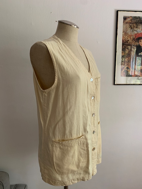 Vintage Chico's Linen Blend Vest | 90s Beige Line… - image 3