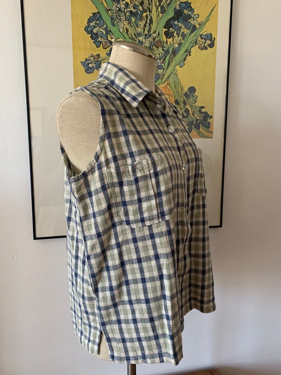 Vintage 100% Silk Vest | Plaid Vest Top | 90s Silk