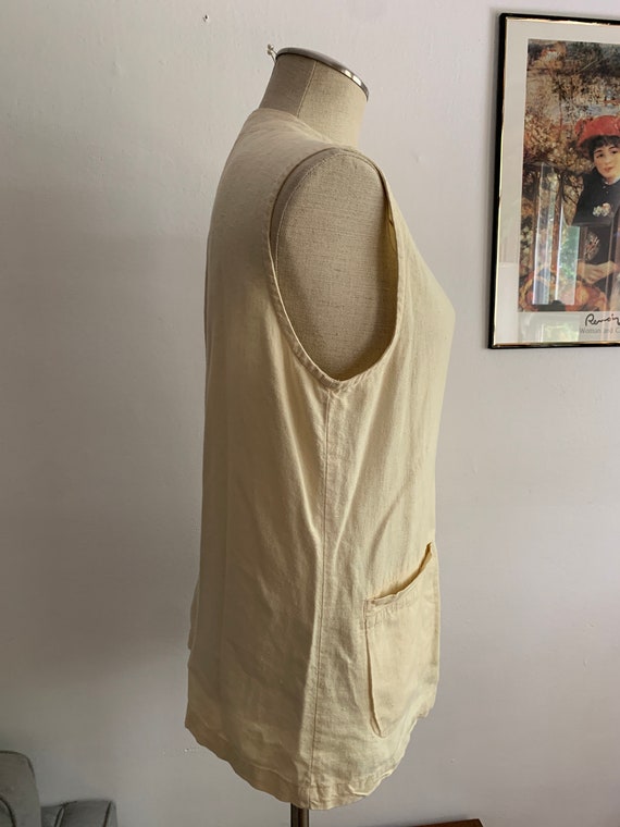 Vintage Chico's Linen Blend Vest | 90s Beige Line… - image 4