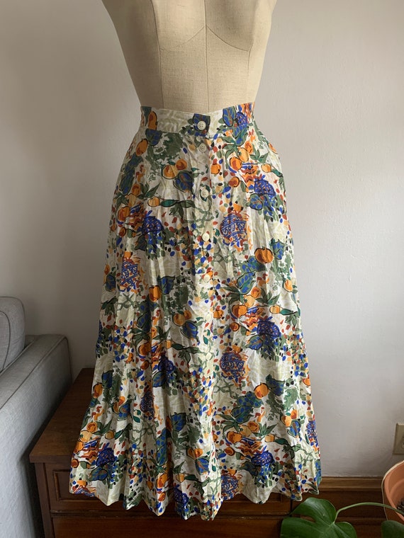 Vintage Skirt & Long Sleeve Set | Fruit and Vase … - image 5