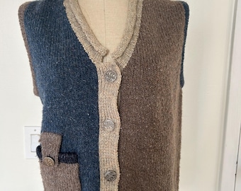 Vintage Sweater Vest | Knitted Vest | Knit Sweater Vest | Color Blocked Sweater Vest | Spring Vest | 90s Clothing | 90s Sweaters | 90s Vest