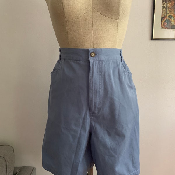 Vintage High Waisted Shorts | Powder Blue Vintage Shorts | 90s Blue Shorts | Pleated High Rise Shorts | Bermuda Shorts | Dad Short | Size 16