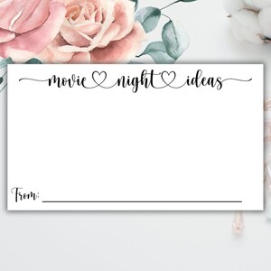Filmabend Ideen | | Karten für Hochzeiten Brautparty Romanze Dating Geschenke | SOFORTIGER DOWNLOAD