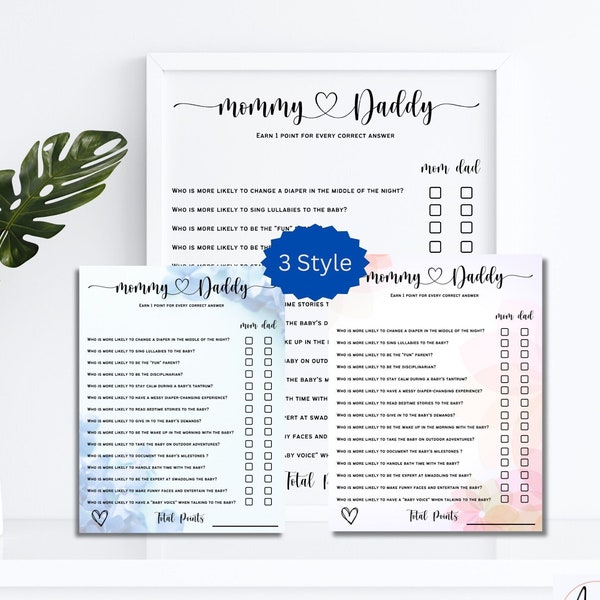 Modern Mommy or Daddy Baby Game, Guess Who Who Said It Baby Game, He Said, She Said, Minimalist Baby Shower