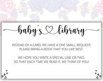 Bring A Book Instead Of A Card, Bring A Book Baby Shower Insert, Bring A Book Instead Of A Card, Book Request Card, Invitation Insert DIY