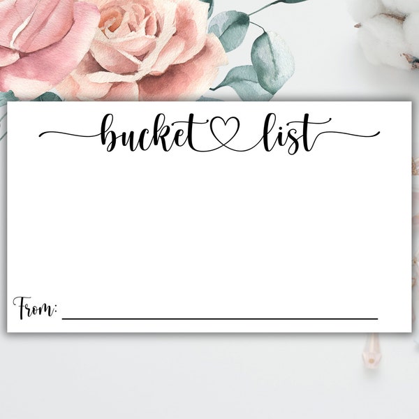 Bucket List Cards - Printable Bucket List Cards - Bridal Shower Bucket List Card - Bucket List for Bride, Groom, Parent-to-be.