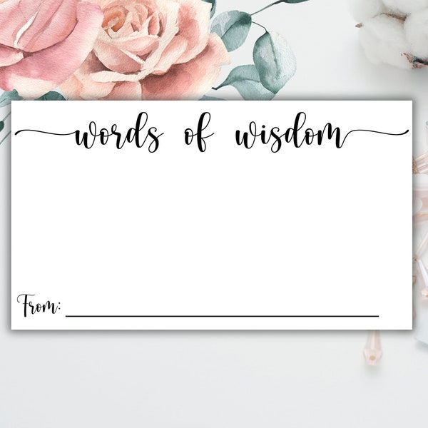 Words of Wisdom | New Graduate | Cards for Weddings Bridal Shower Romance Dating Gifts | INSTANT DOWNLOAD