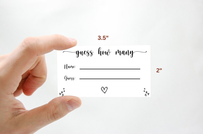 Guessing Game Cards Guess How Many Game Cards Printed and Etsy