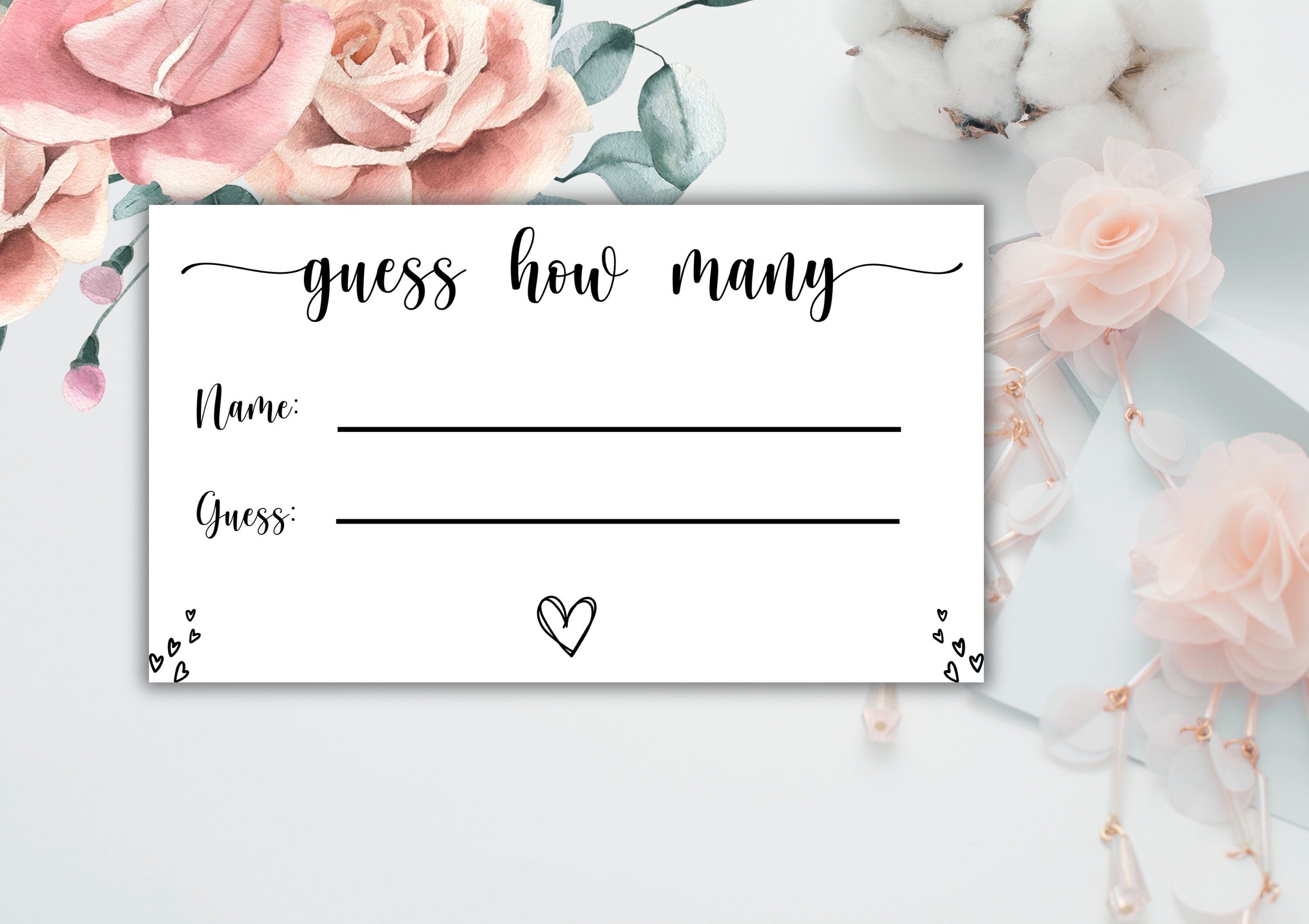 Guessing Game Cards Guess How Many Game Cards Printable Etsy