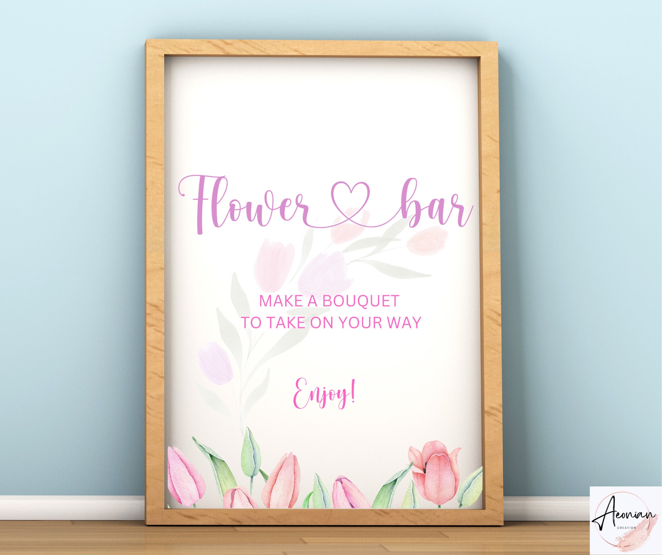 Purple Tulip Flower Bar Sign, Printable Flower Bar Sign, Bridal Shower ...