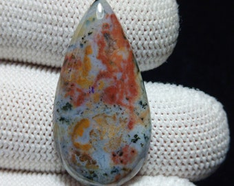 Pear Ocean Jasper Cabochon: Orbicular Gemstone (31x17x6mm)