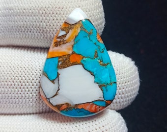Pear Spiny Oyster Turquoise Cabochon: Mohave Copper Gemstone (29x21x5mm)