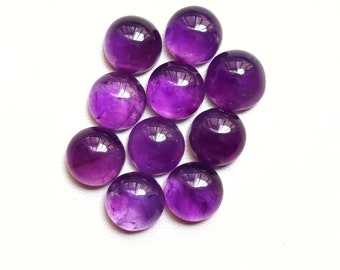 11 mm Rund Ametist Cabochon: Lila Ädelsten Parti (10 st)