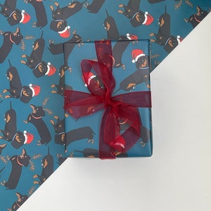 Sausage Dog Christmas Wrapping Paper ;  Dog Gift Wrap