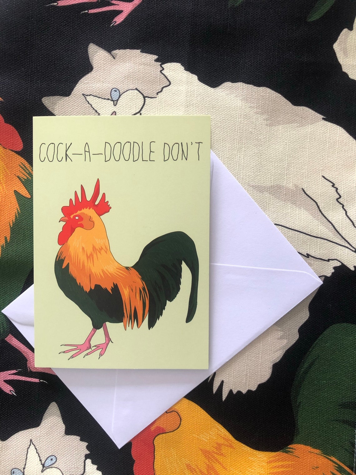 Cock A Doodle Dont Greetings Card Funny Rooster Etsy