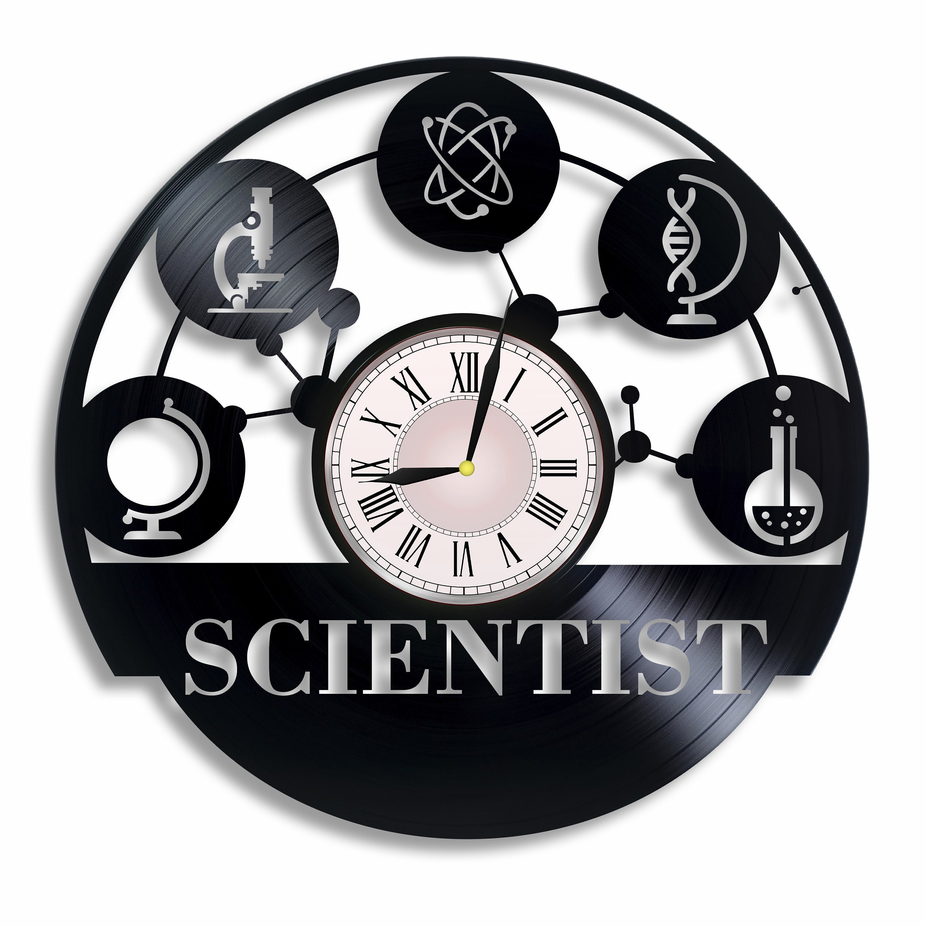 Scientist vinyl wall clock scholarly art learned lover gift Etsy