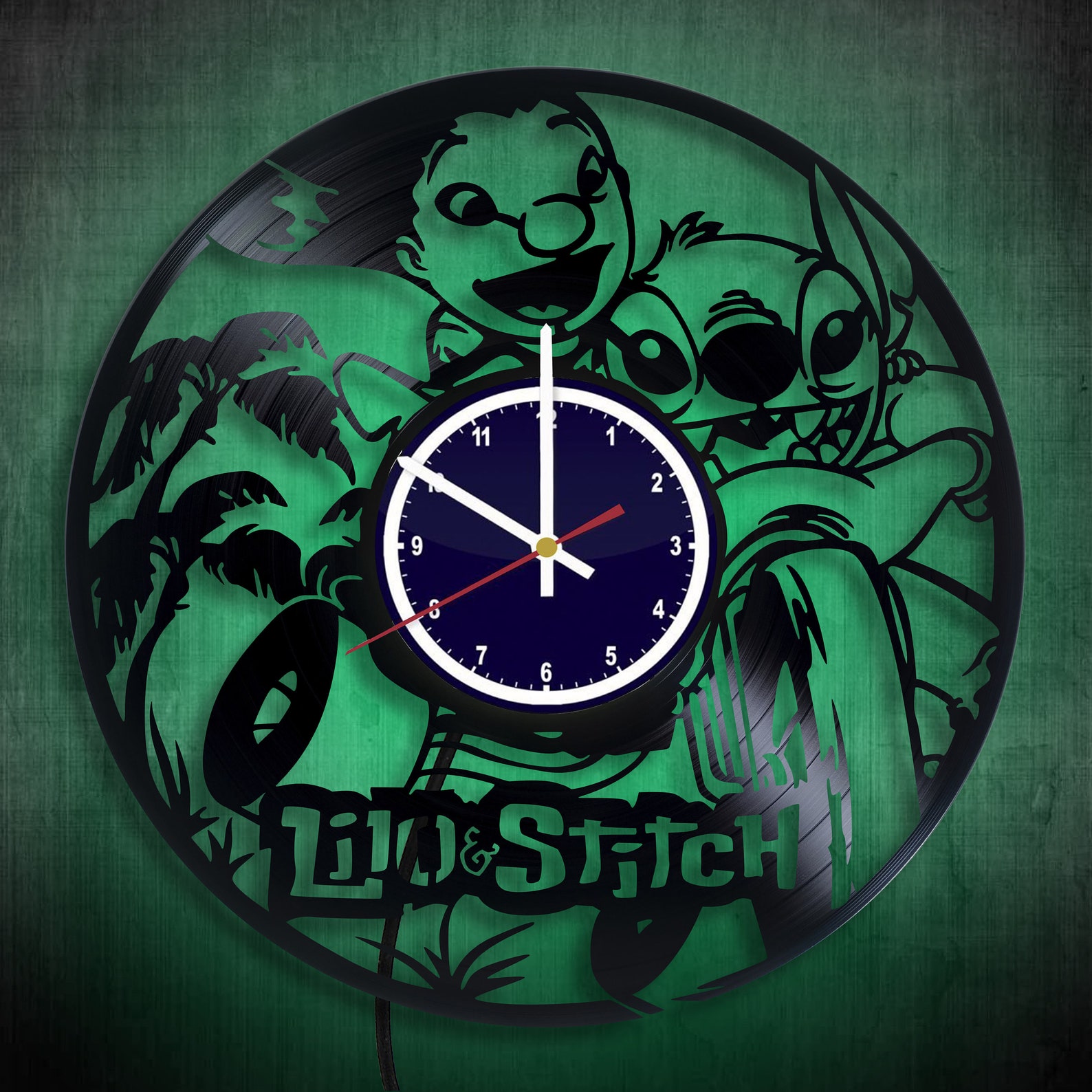 Lilo and Stitch LED vinyl wall clock Lilo & Stitch decor Etsy