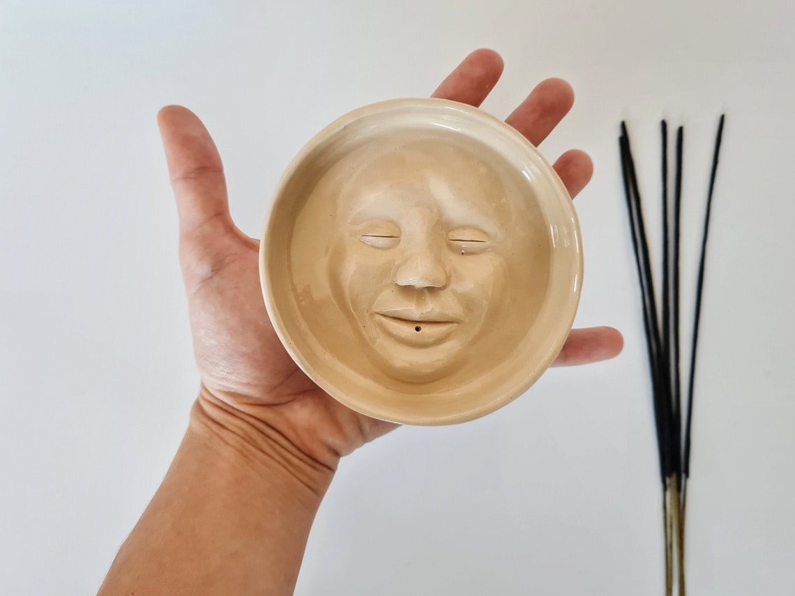 Face Incense Burner Handmade Ceramic Incense Holder Incense Etsy