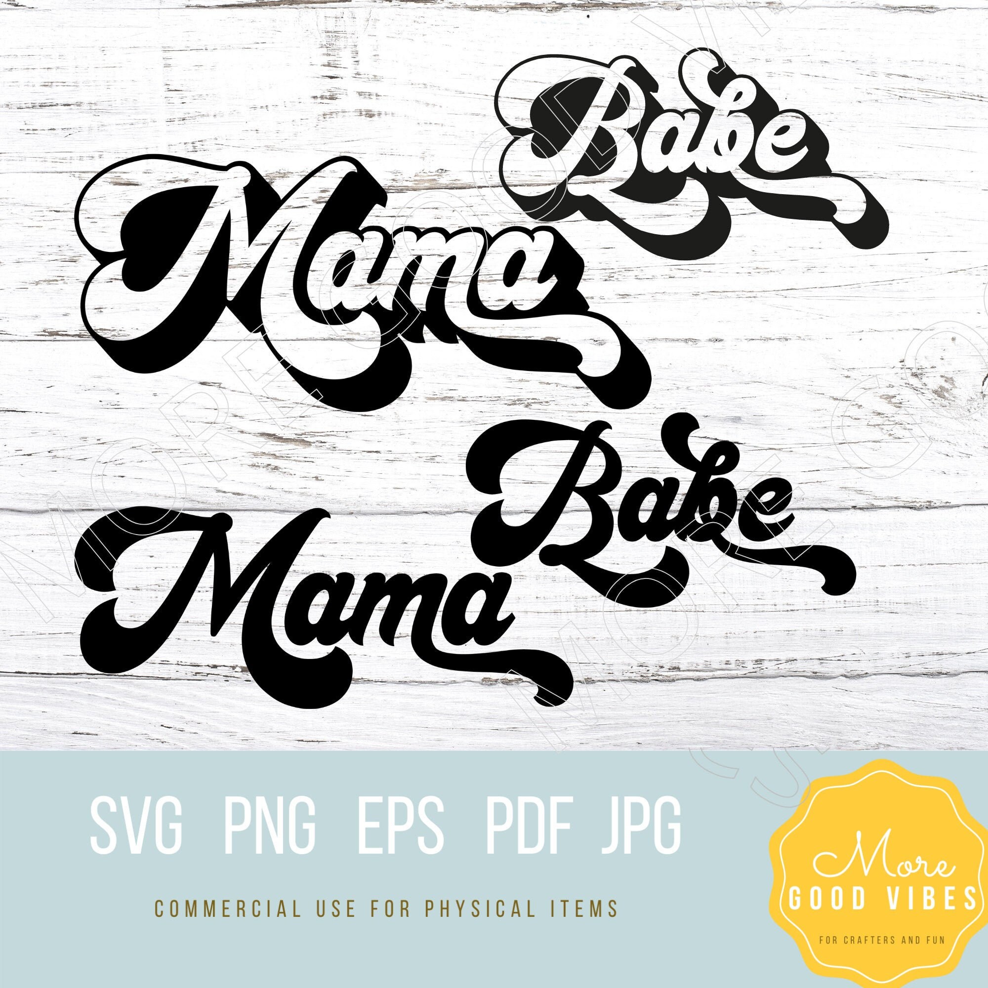 mamaページ Mama and Babe Retro SVG PNG, Matching Family Design (digital