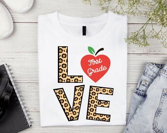 I Love 1st Grade, T-Shirt Bundle Deal, Principal Graphic Tee, Para Grade Shirt, Teacher Gifts, Custom Grade Tshirt, Boho Rainbow Teacher Tee