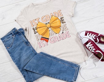 Pencil Coquette Bow Tees, T-Shirt Bundle Deal, Principal Graphic Tee, Para Grade Shirt, Teacher Gifts, Custom Grade Tshirt, Boho Rainbow top