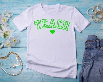 Retro Neon Teacher T-Shirt Bundle, Principal Graphic Tee, Para Grade Shirt, Coquette Gifts, Custom Grade Tshirt, Boho Rainbow Teacher Tees