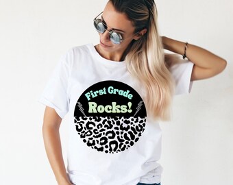 Back to School Teacher T-Shirt Bundle, Principal or Para name tees, teacher gifts, Customized Grade t-shirts 2024 Rock Leopard, Boho, Retro