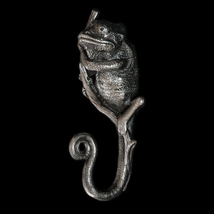 Handmade Chameleon Wall Hook: German Silver Lizard Design