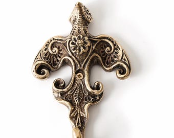 Bird of Happiness Brass Wall Hook, Ukrainian Folk Art Hanger, Handmade Entryway Decor Gift
