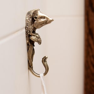 Brass Hedgehog Wall Hook – Sturdy and Durable Animal Hook for Coats, Towels, Bags, and Home Decor