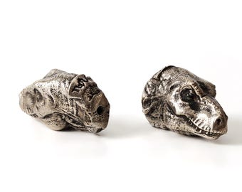 T Rex Dinosaur Cabinet Knob Nickel Silver Drawer Pull Jurassic Furniture Hardware Animal Decor Gift.