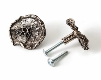 Silver Apple Slice Cabinet Knob Fruit Drawer Pull Kitchen Furniture Hardware Rustic Nature Decor.