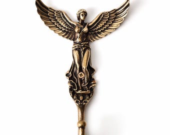 Brass Nike Goddess Wall Hook Winged Victory Coat Hook Greek Mythology Decor.