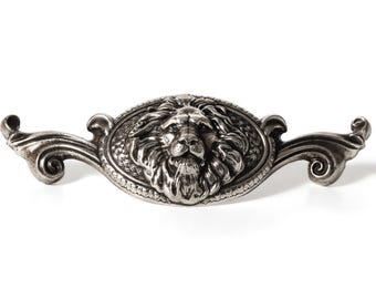 Lion Cabinet Pull Knob Neusilber German Silver Furniture Handle Luxury Vintage Hardware Drawer Decor.